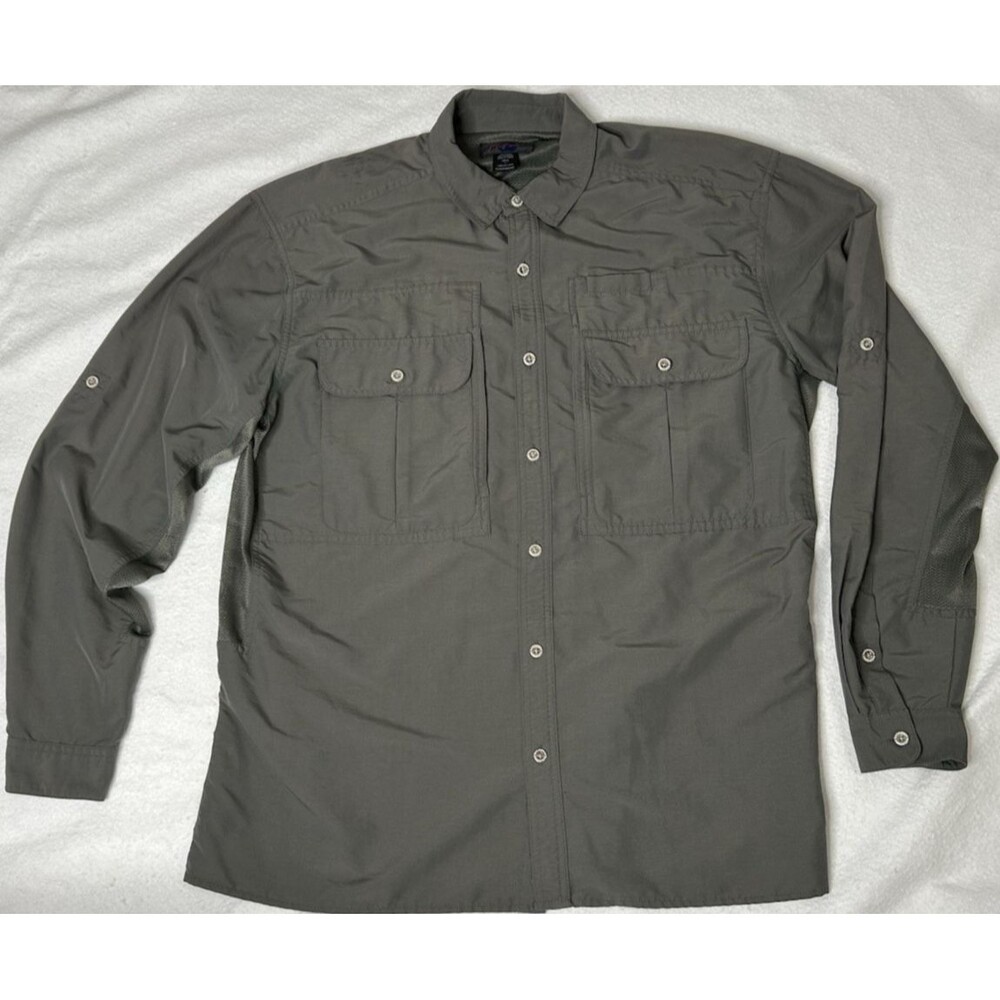 Rail Riders EXPLORER Vented Large grey long Sleeve Button Up Shirt Outdoorsman